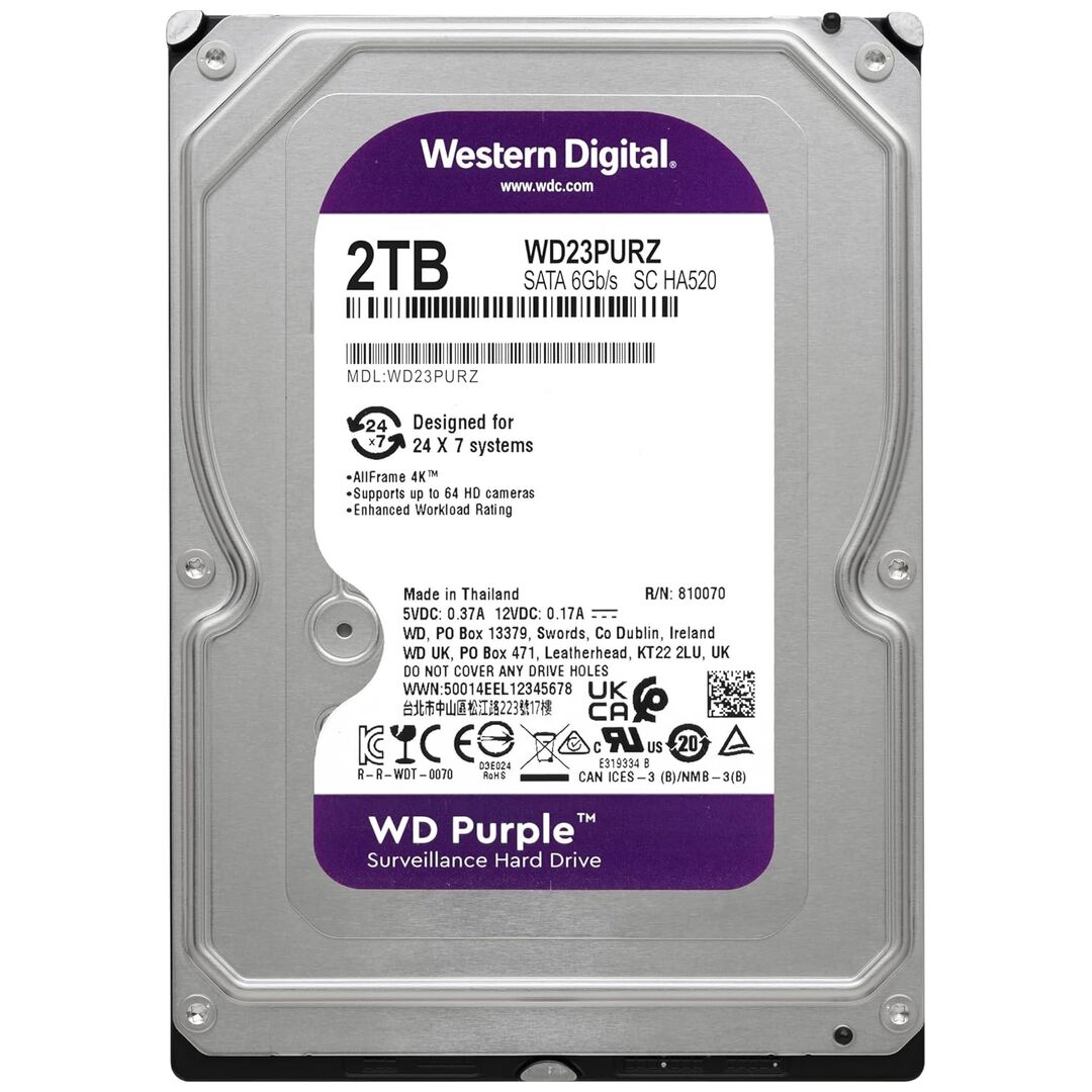 WD Purple 2TB Surveillance Hard Drive